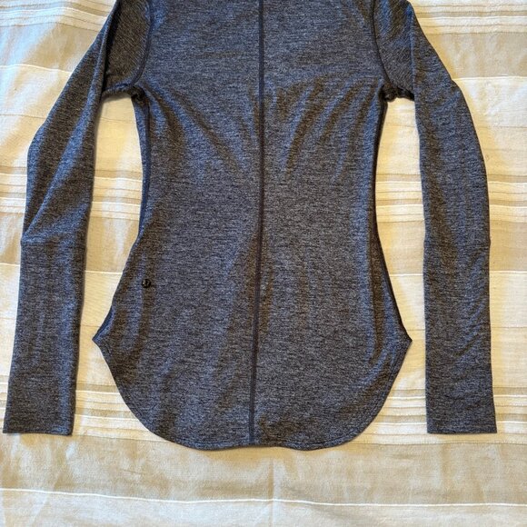 Lululemon V-Neck Long Sleeve Henley | Thumbholes | Heather Grey w/ Black Trim | - Picture 6 of 6